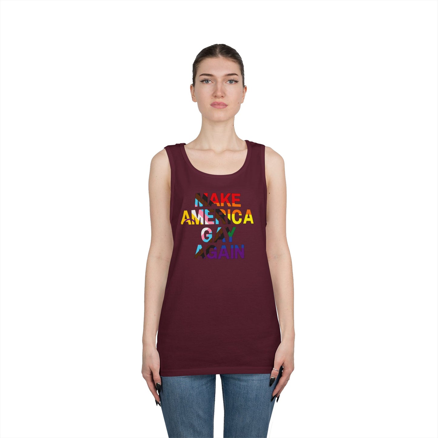 MAGA Make America Gay Again Unisex Heavy Cotton Tank Top