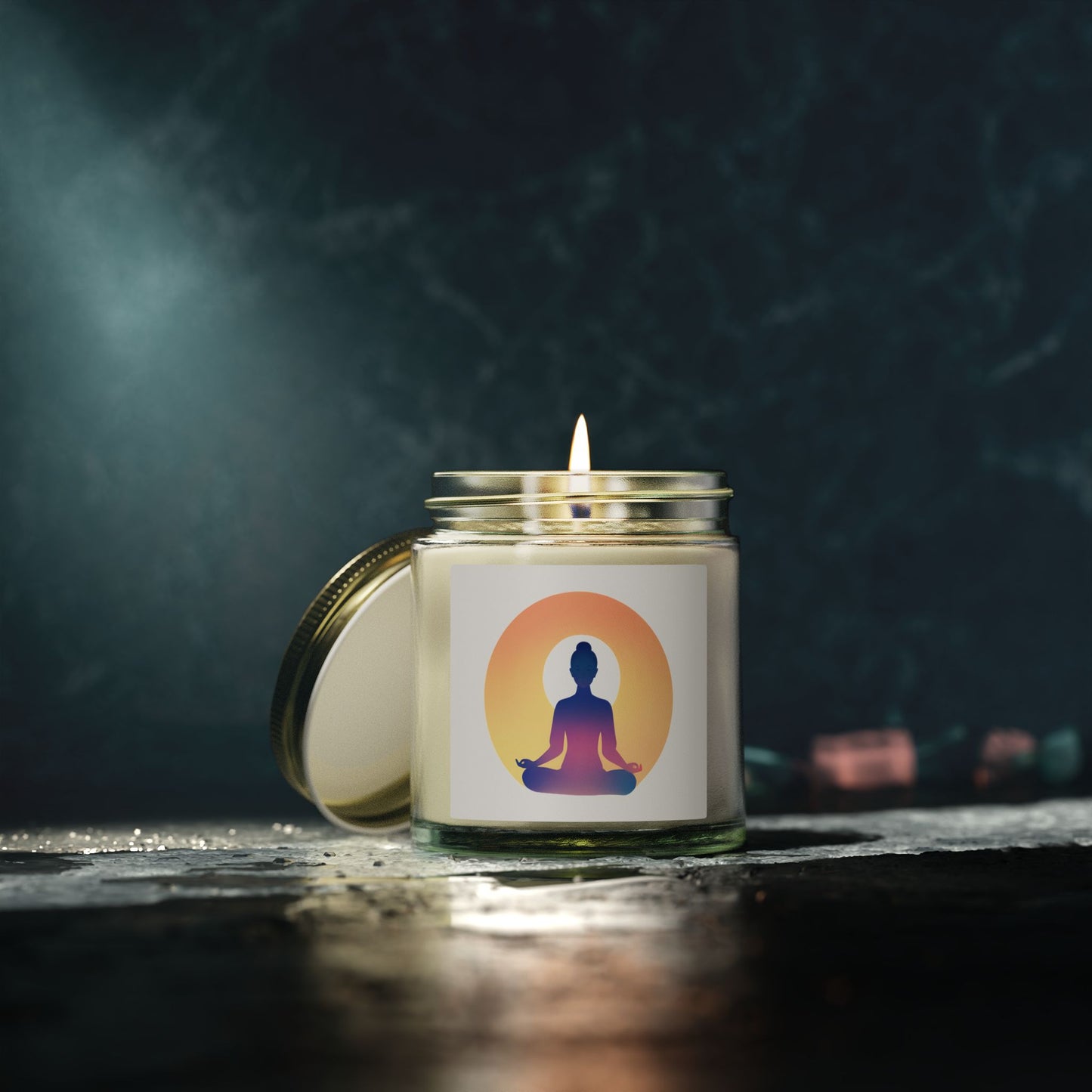 Yoga Sun Meditation Scented Candles, Coconut Apricot Wax (4oz, 9oz)