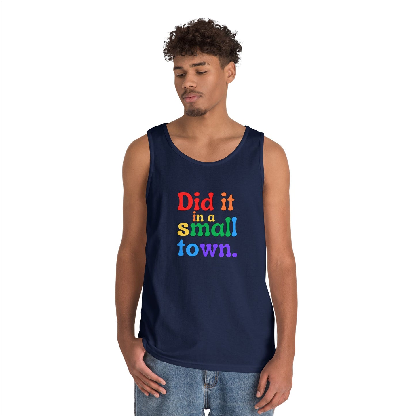 Rainbow Did It In A Small Town Unisex Heavy Cotton Tank Top
