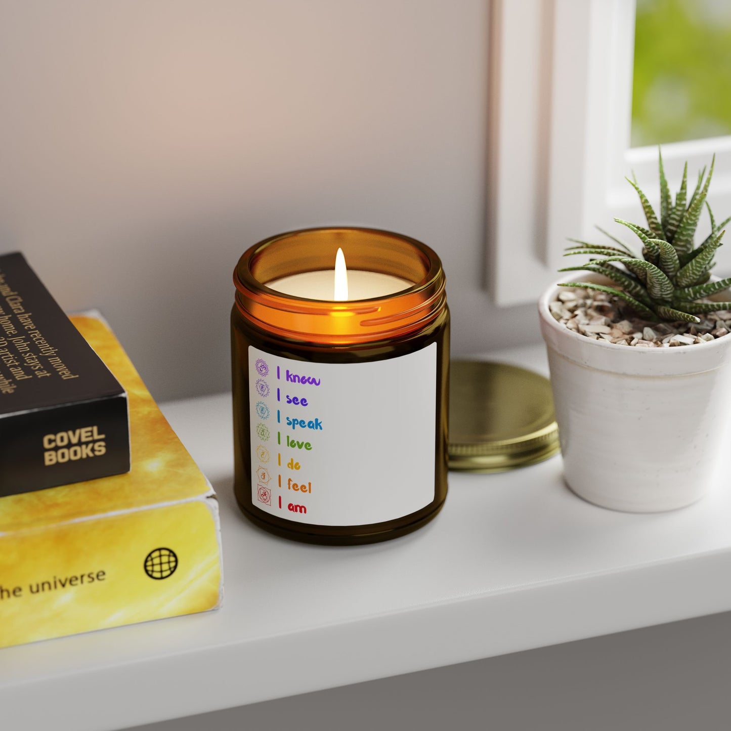 Yoga Chakras Scented Candles, Coconut Apricot Wax (4oz, 9oz)