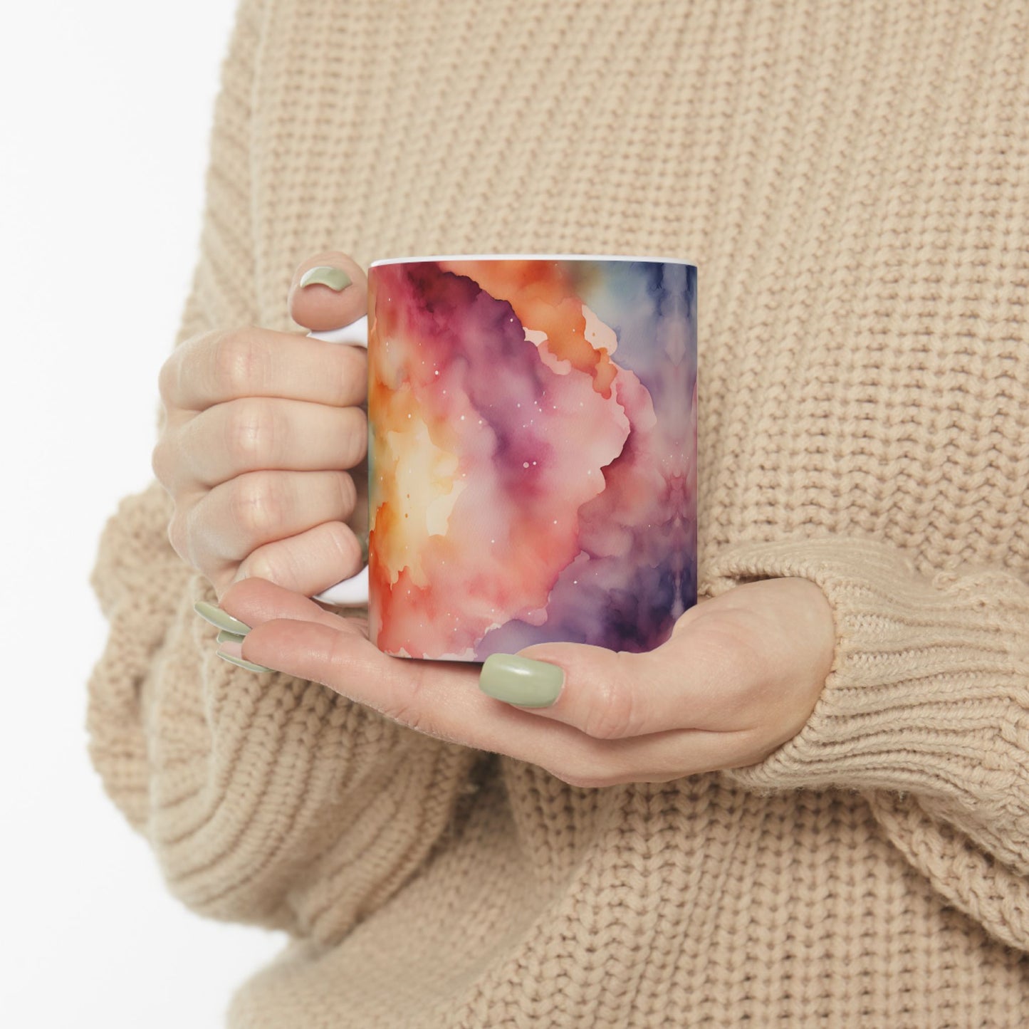 Rainbow Watercolor Ceramic Mug, (11oz, 15oz)
