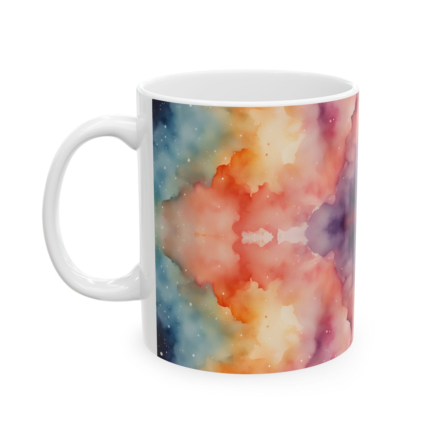 Tie Dye Watercolor Ceramic Mug, (11oz, 15oz)