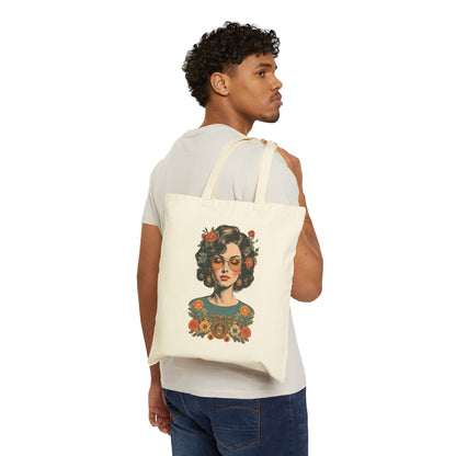 Yoga Girl Cotton Canvas Tote Bag