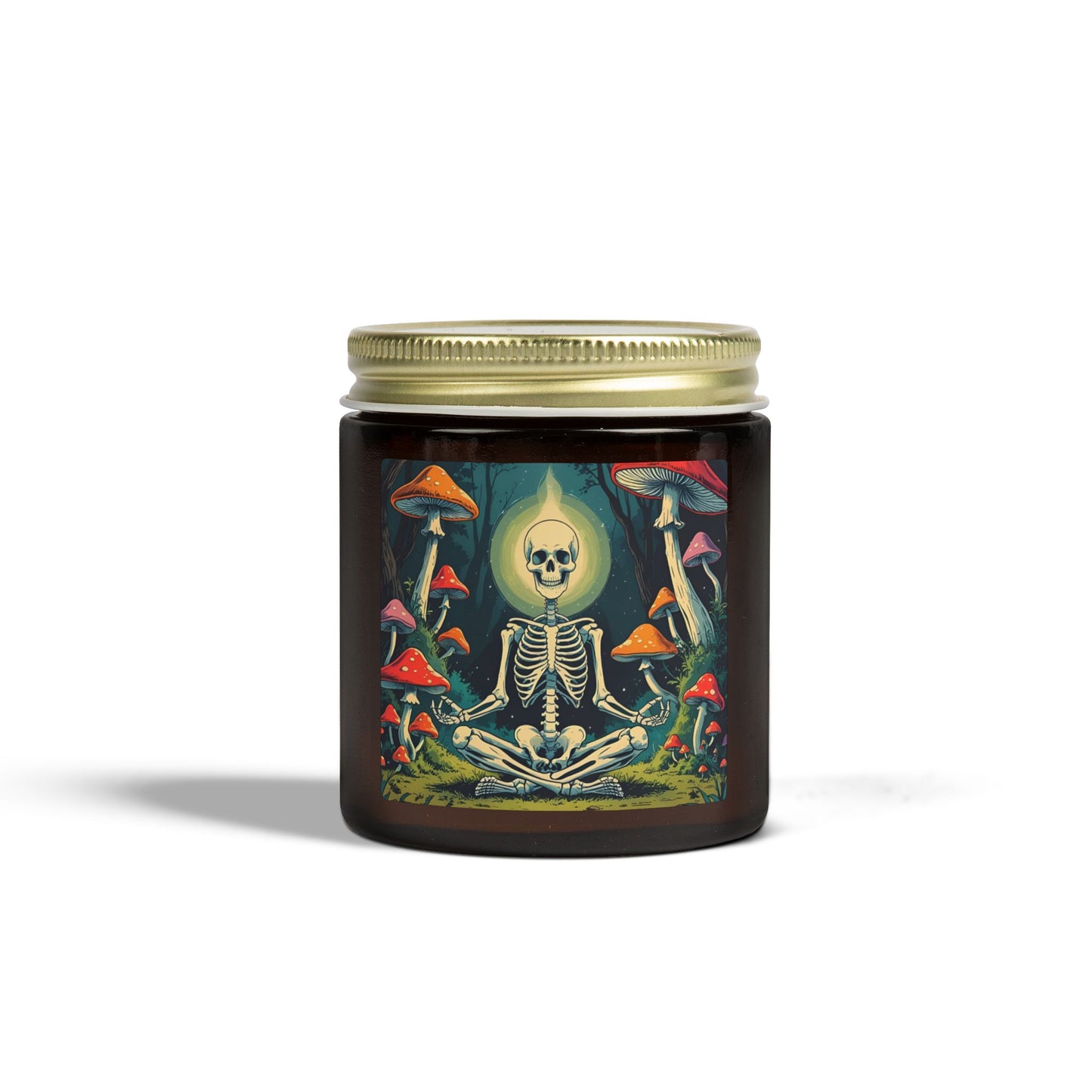 Skeleton Mushroom Meditation Scented Candles, Coconut Apricot Wax (4oz, 9oz)