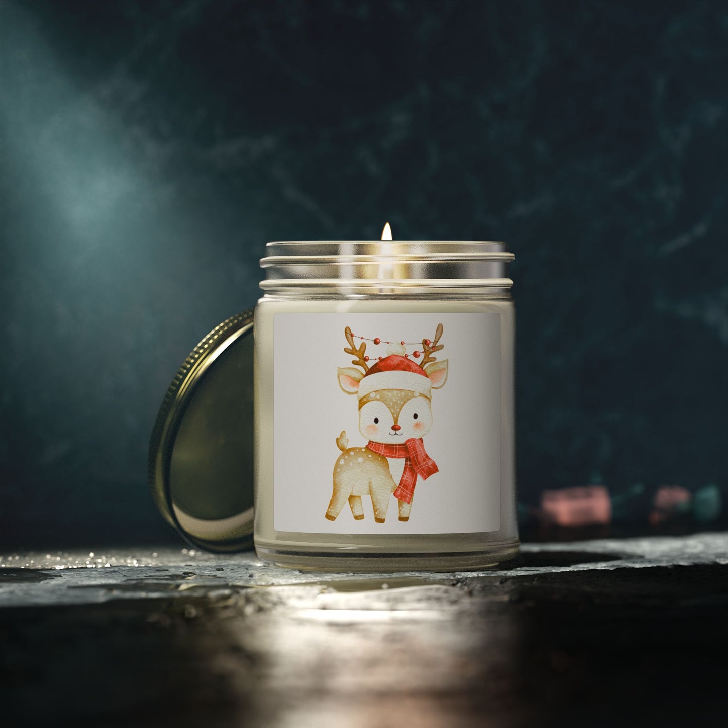 Reindeer Scented Candles, Coconut Apricot Wax (4oz, 9oz)