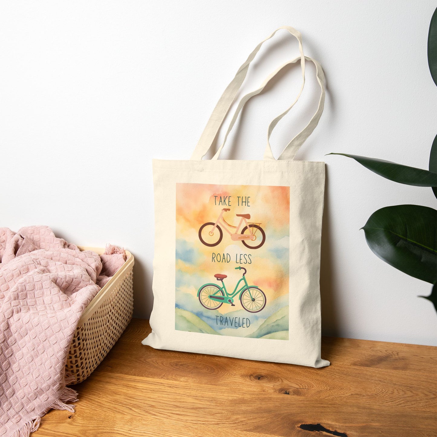 Take the Road Less Traveled Cotton Canvas Tote Bag
