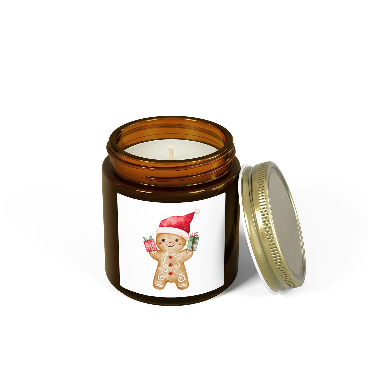 Gingerbread Boy Scented Candles, Coconut Apricot Wax (4oz, 9oz)