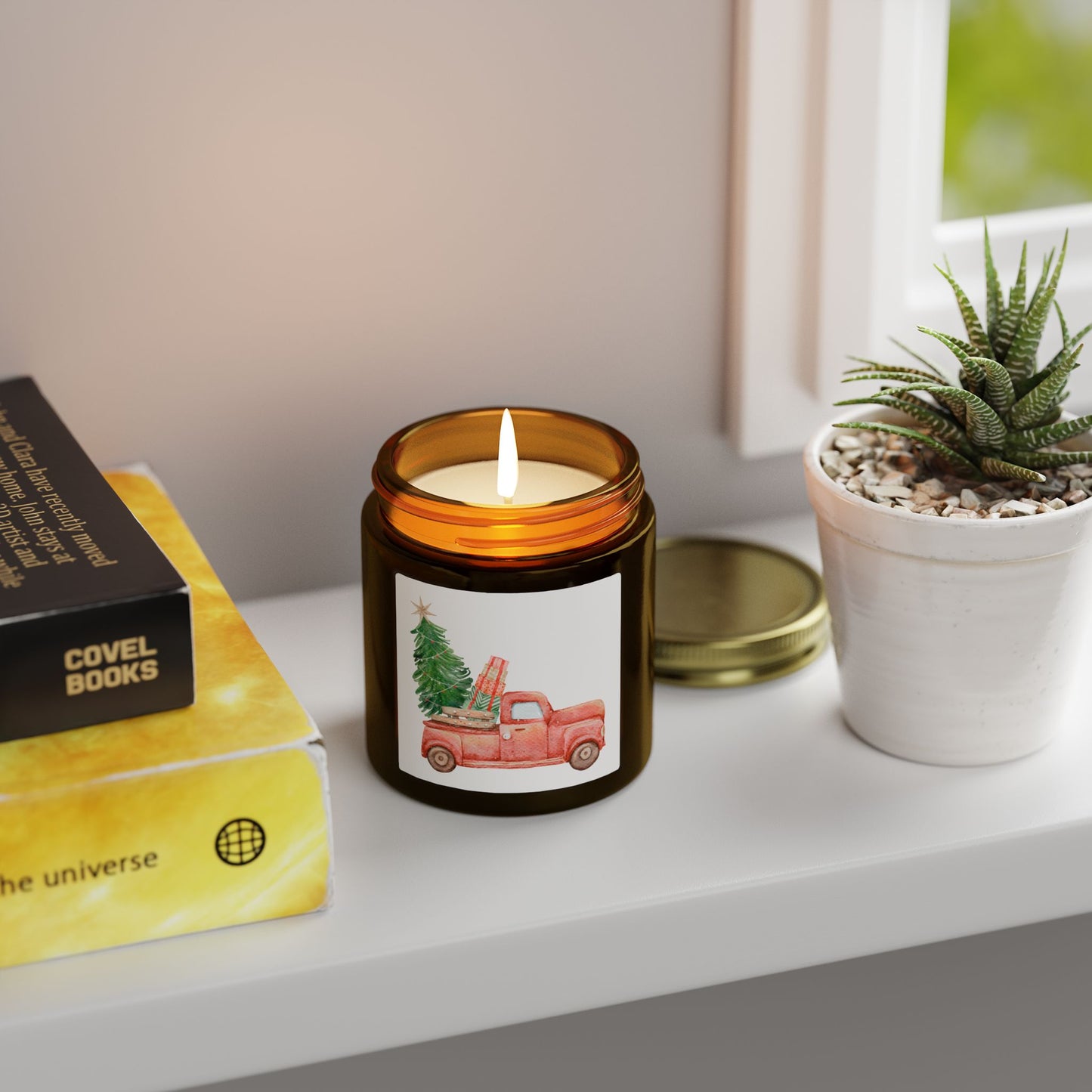 Old Red Truck Scented Candles, Coconut Apricot Wax (4oz, 9oz)