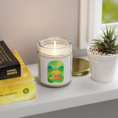 Green Yoga Meditation Scented Candles, Coconut Apricot Wax (4oz, 9oz)