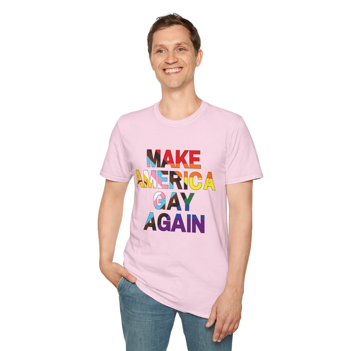 MAGA Make America Gay Again Pride Unisex Softstyle T-Shirt