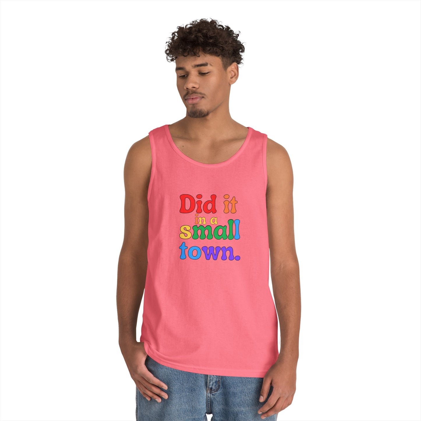 Rainbow Did It In A Small Town Unisex Heavy Cotton Tank Top