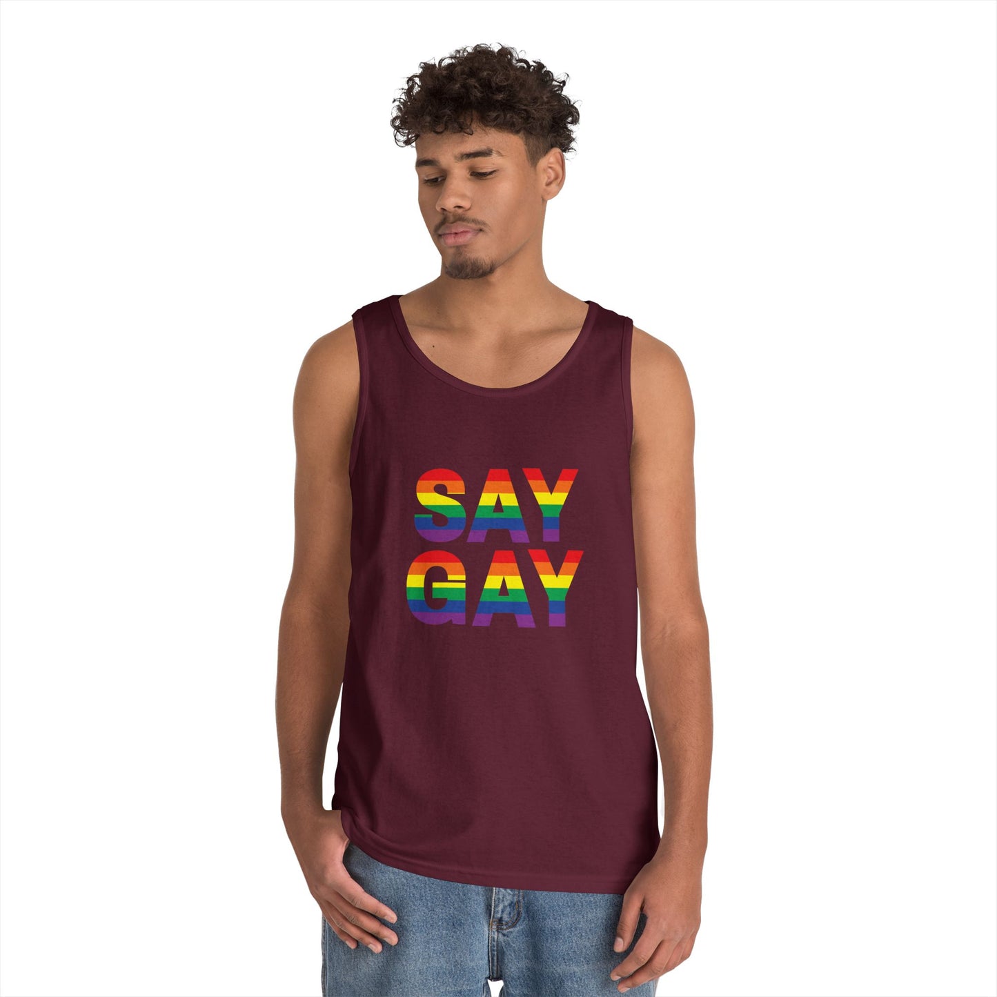 Say Gay Unisex Heavy Cotton Tank Top