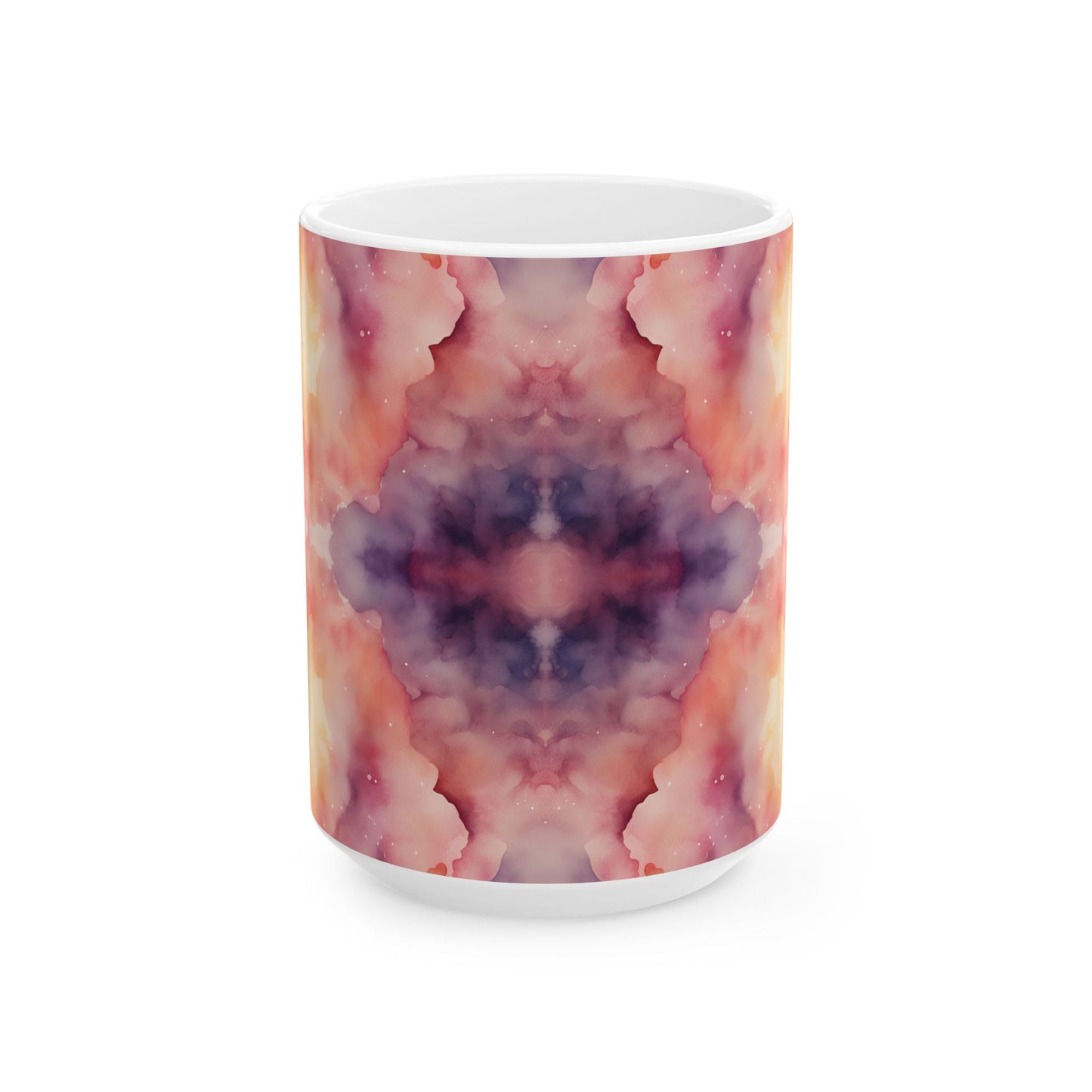 Tie Dye Watercolor Ceramic Mug, (11oz, 15oz)
