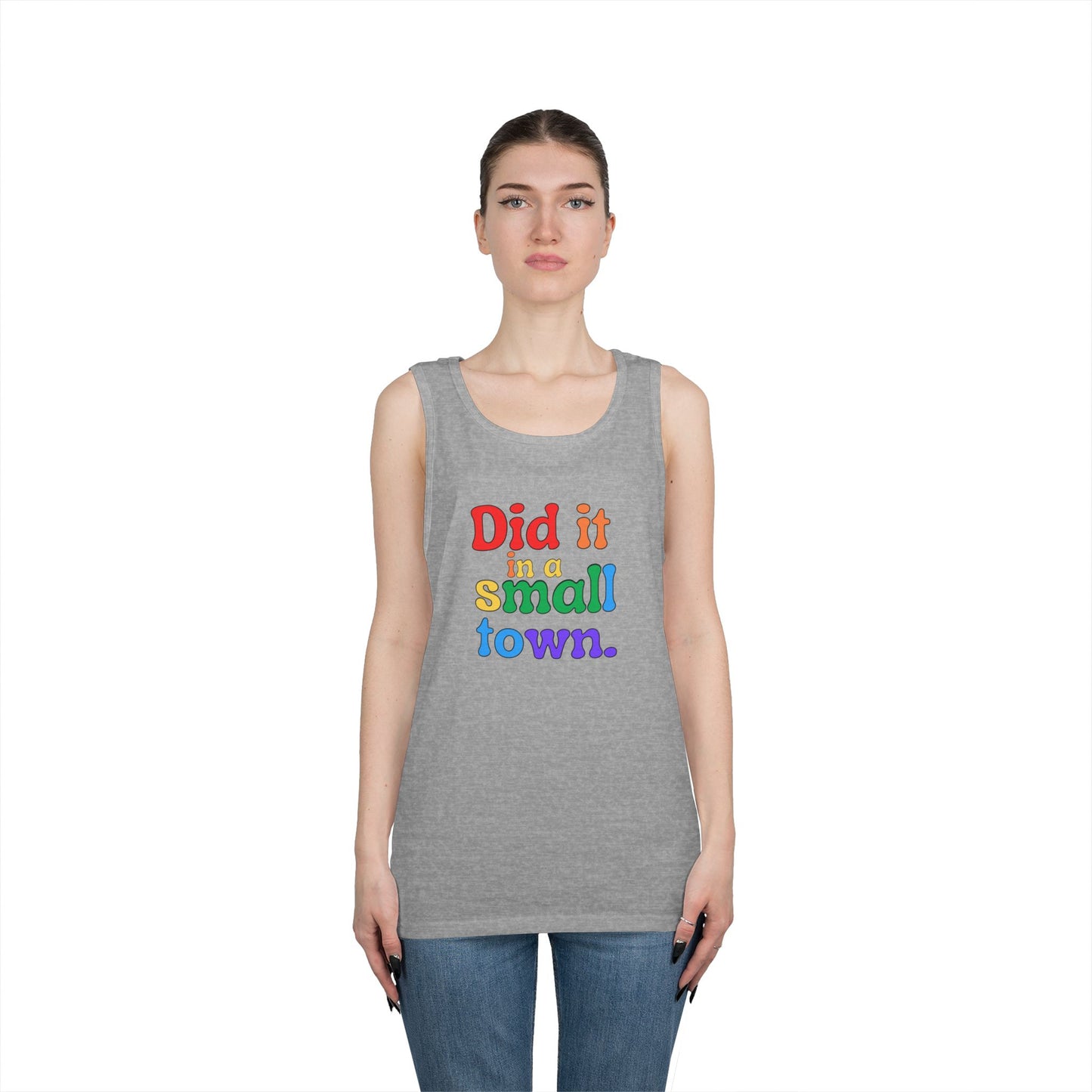 Rainbow Did It In A Small Town Unisex Heavy Cotton Tank Top