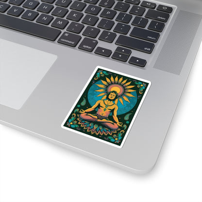 Psychedelic Sunflower Yoga Meditation Kiss-Cut Stickers