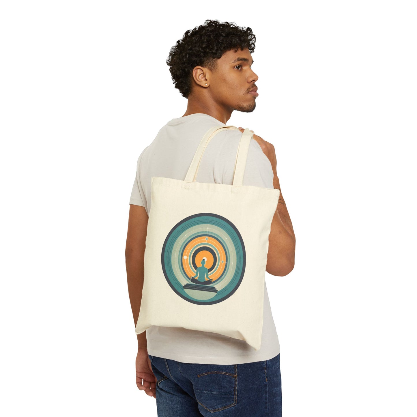 Circle of Meditation Cotton Canvas Tote Bag