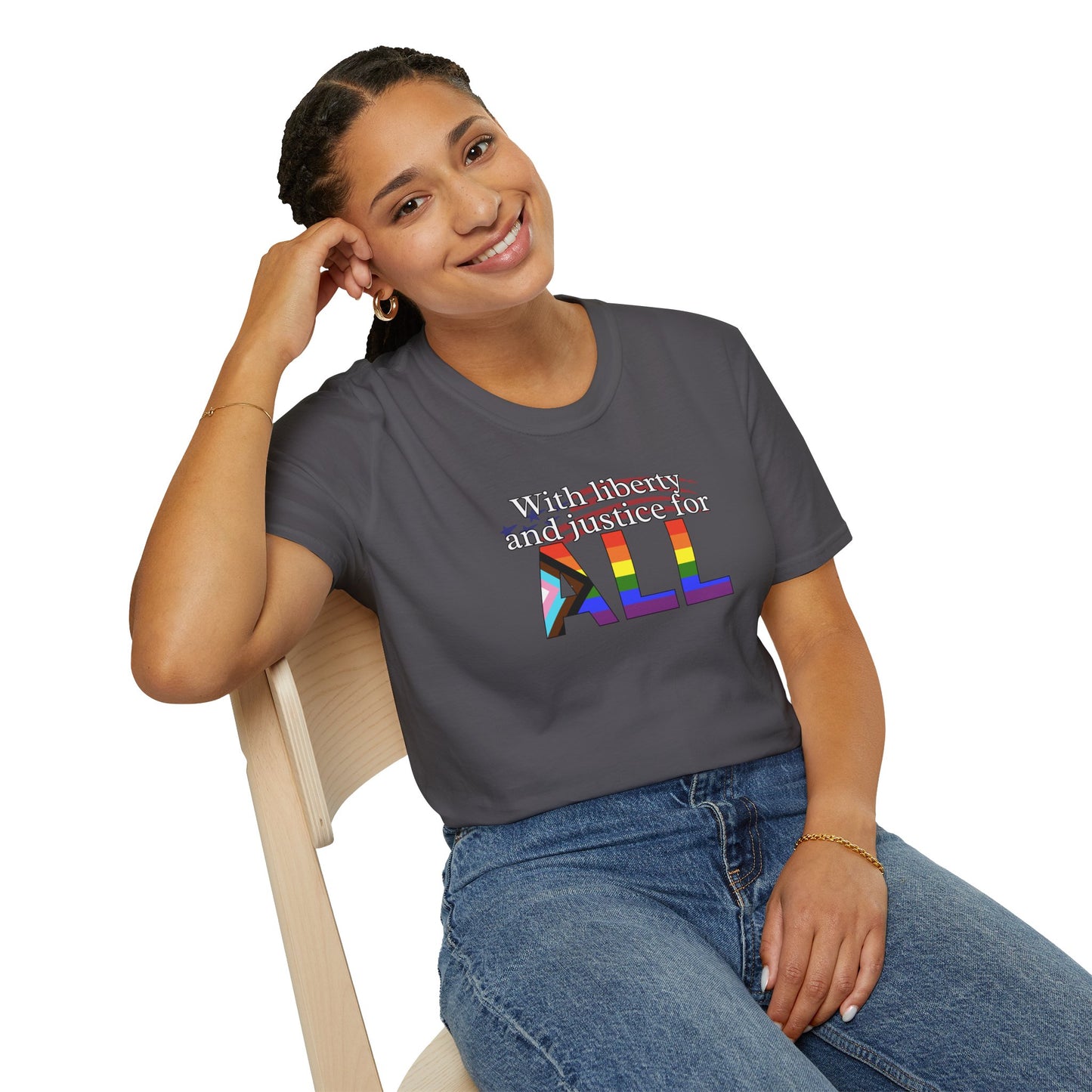 With Liberty and Justice for ALL Unisex Softstyle T-Shirt