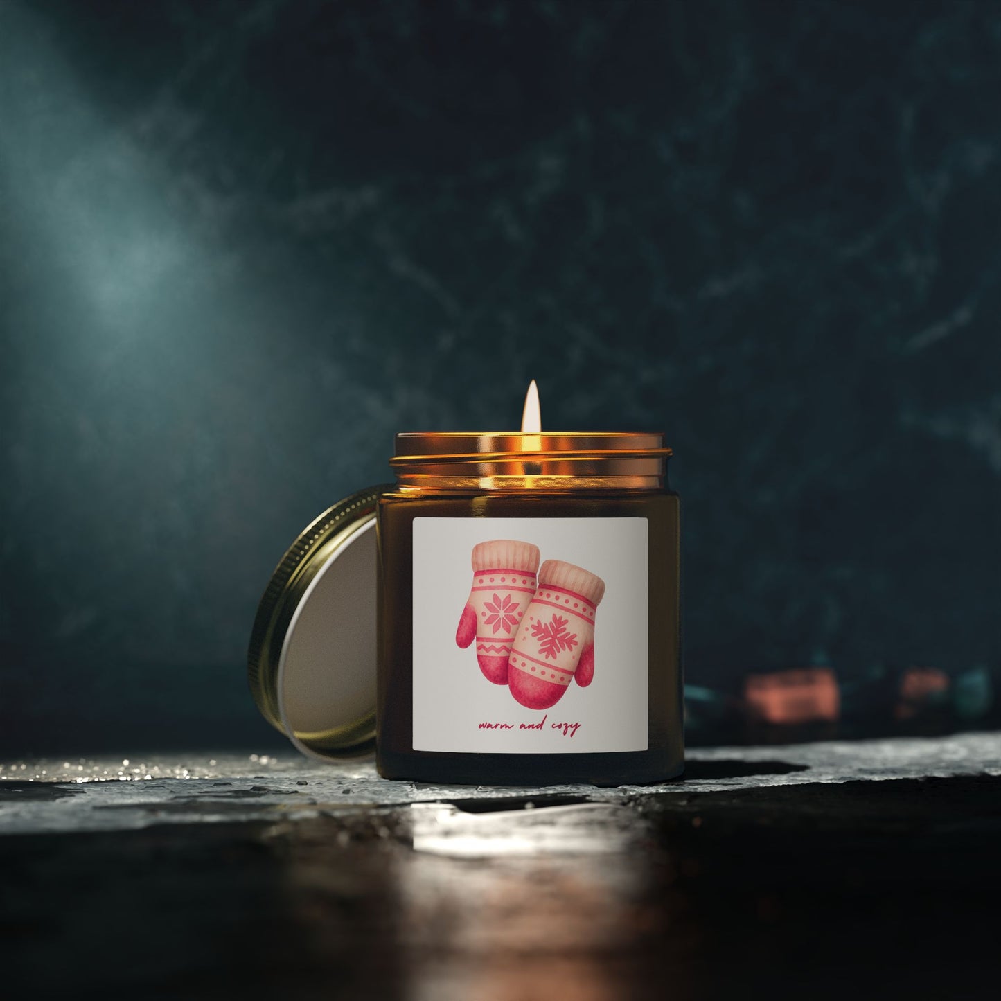 Warm and Cozy Mittens Scented Candles, Coconut Apricot Wax (4oz, 9oz)
