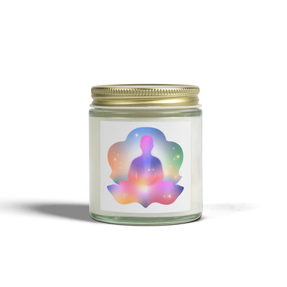 Glowing Lotus Meditation Scented Candles, Coconut Apricot Wax (4oz, 9oz)