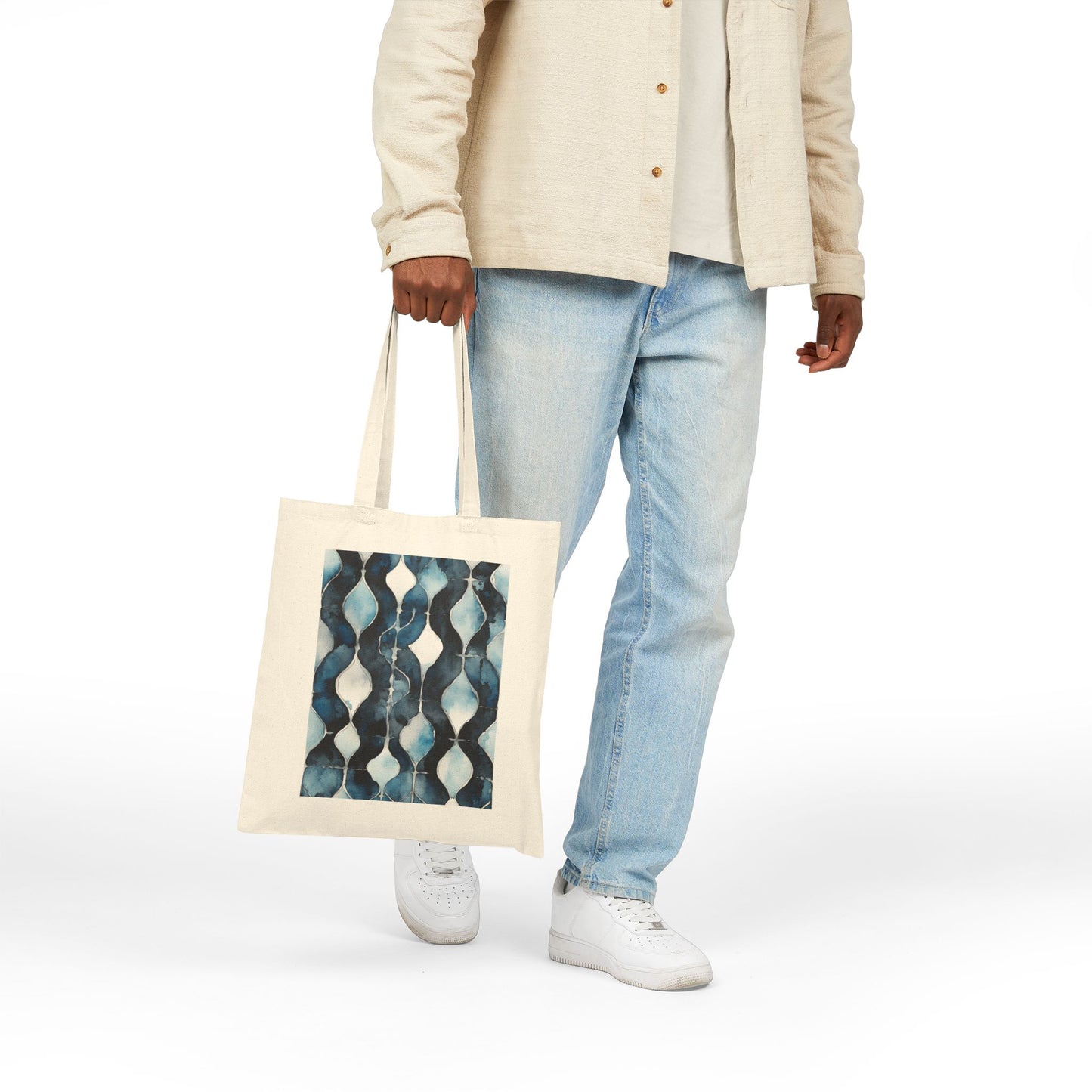 Watercolor Chain Cotton Canvas Tote Bag