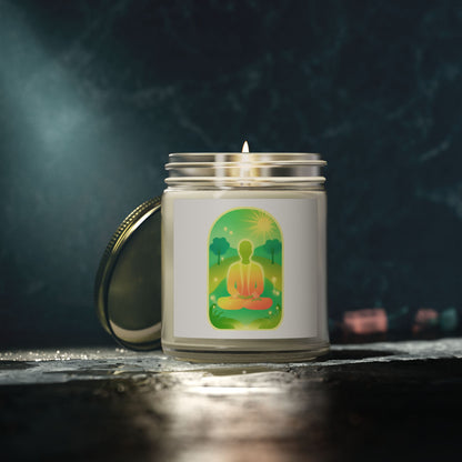 Green Yoga Meditation Scented Candles, Coconut Apricot Wax (4oz, 9oz)