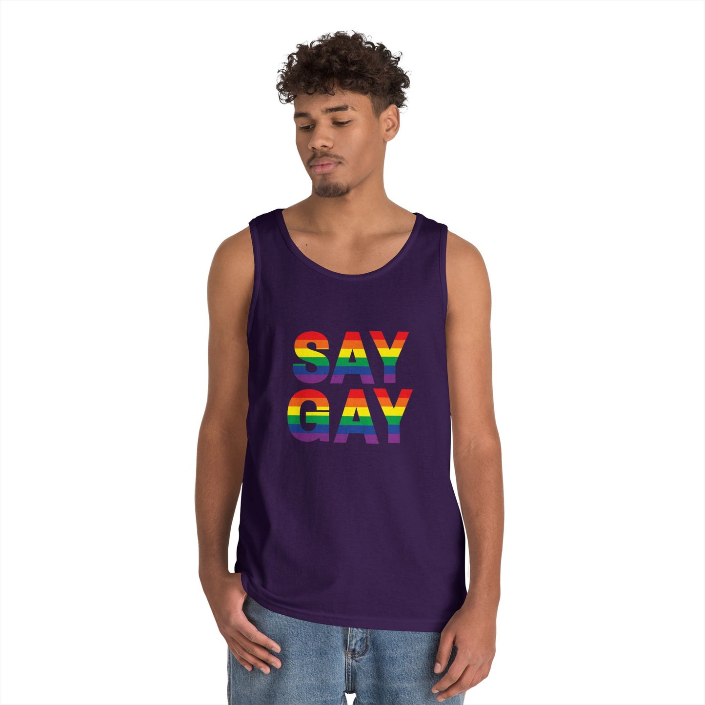 Say Gay Unisex Heavy Cotton Tank Top