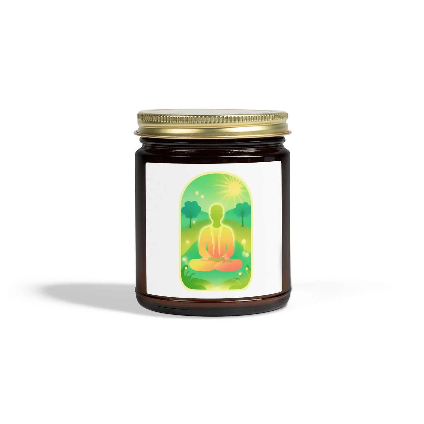 Green Yoga Meditation Scented Candles, Coconut Apricot Wax (4oz, 9oz)