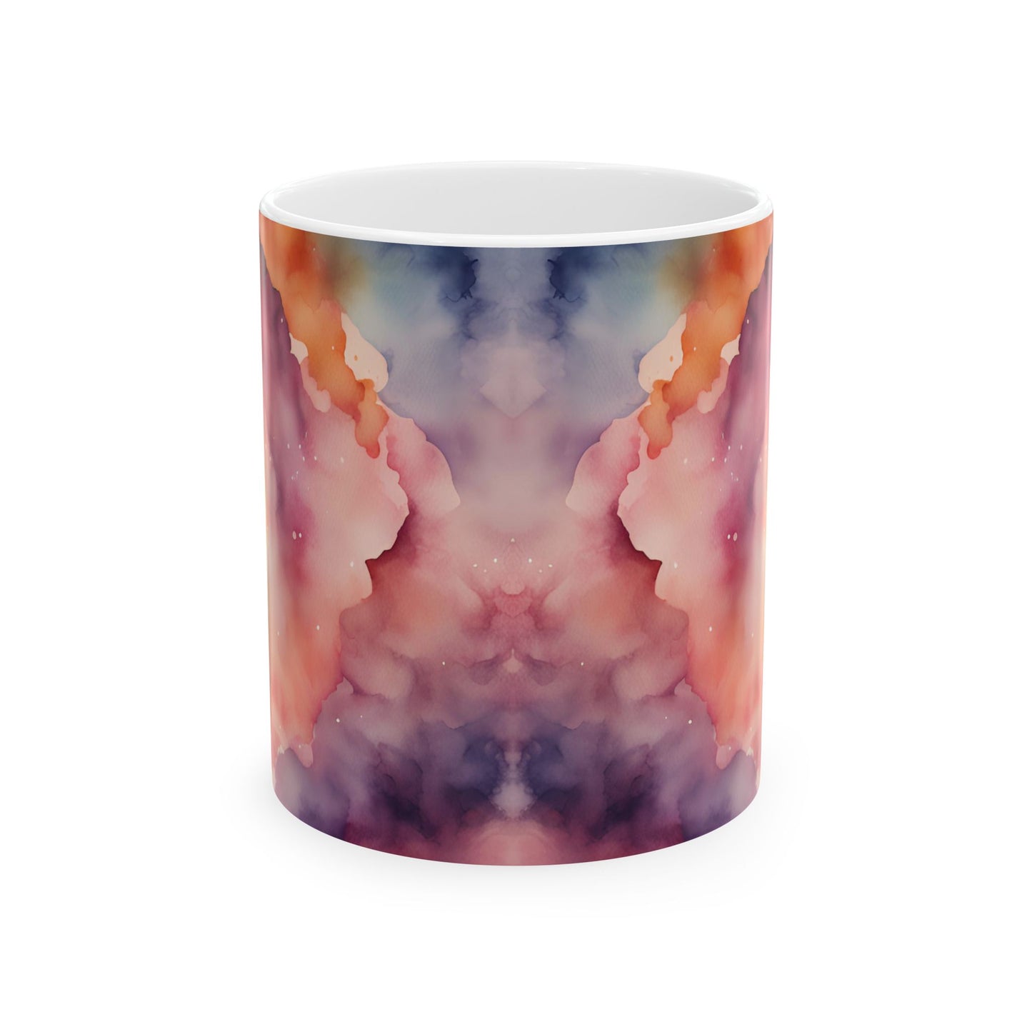 Rainbow Watercolor Ceramic Mug, (11oz, 15oz)