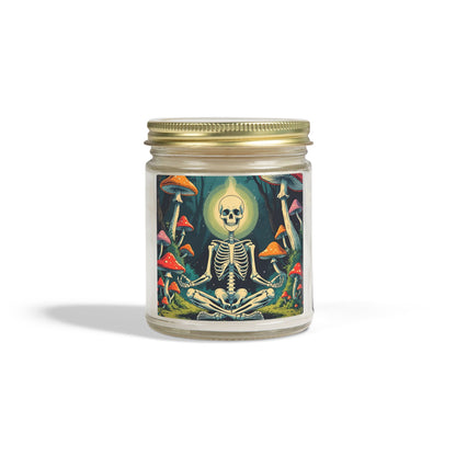 Skeleton Mushroom Meditation Scented Candles, Coconut Apricot Wax (4oz, 9oz)