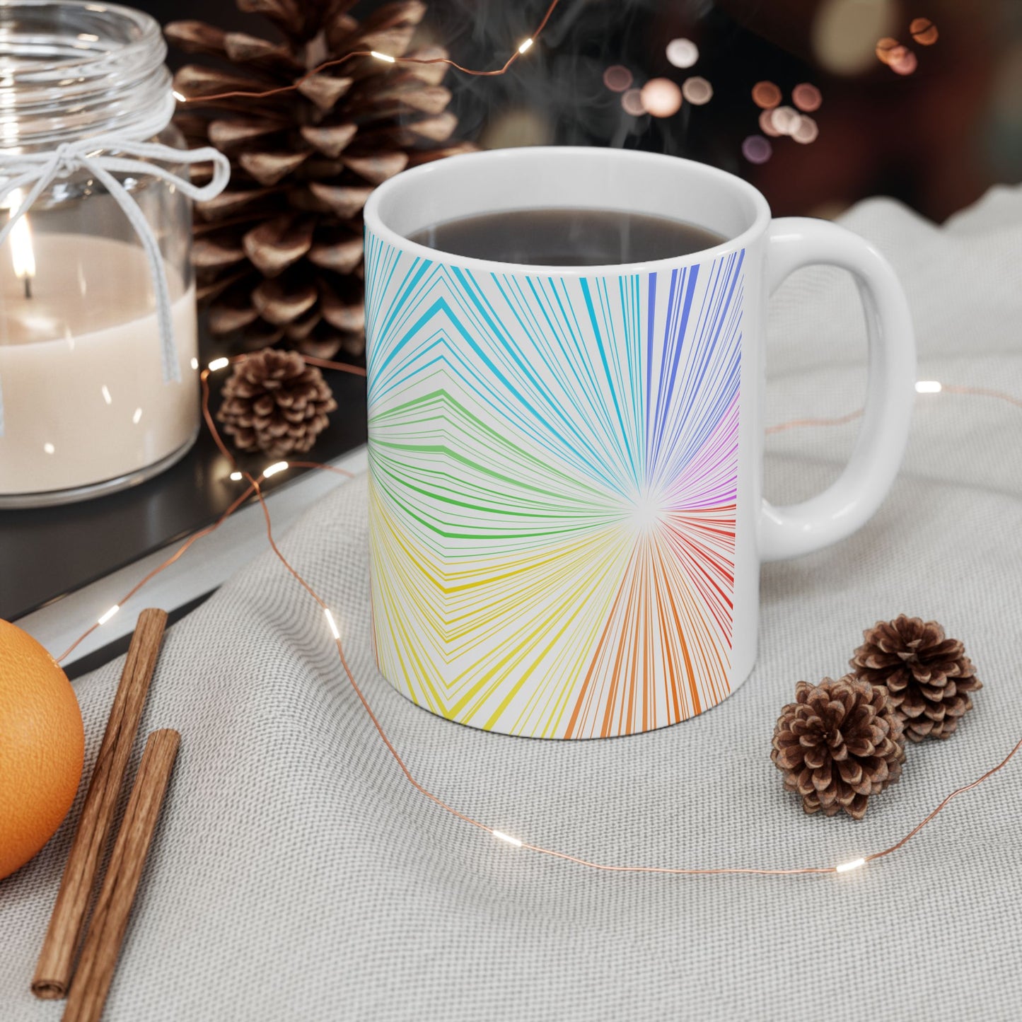 Fractal Rainbow Ceramic Mug, (11oz, 15oz)