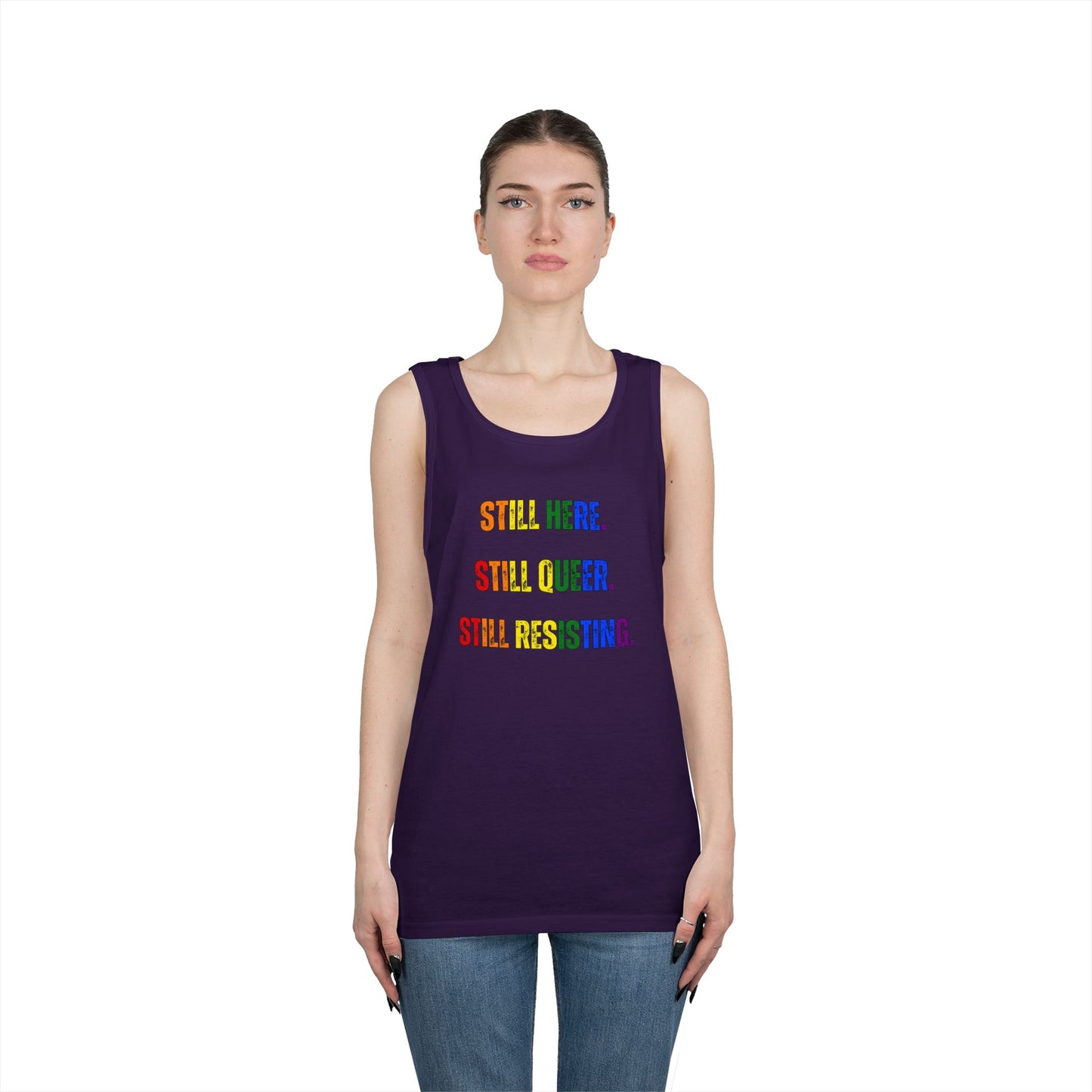 Still Here Still Queer Still Resisting Unisex Heavy Cotton Tank Top