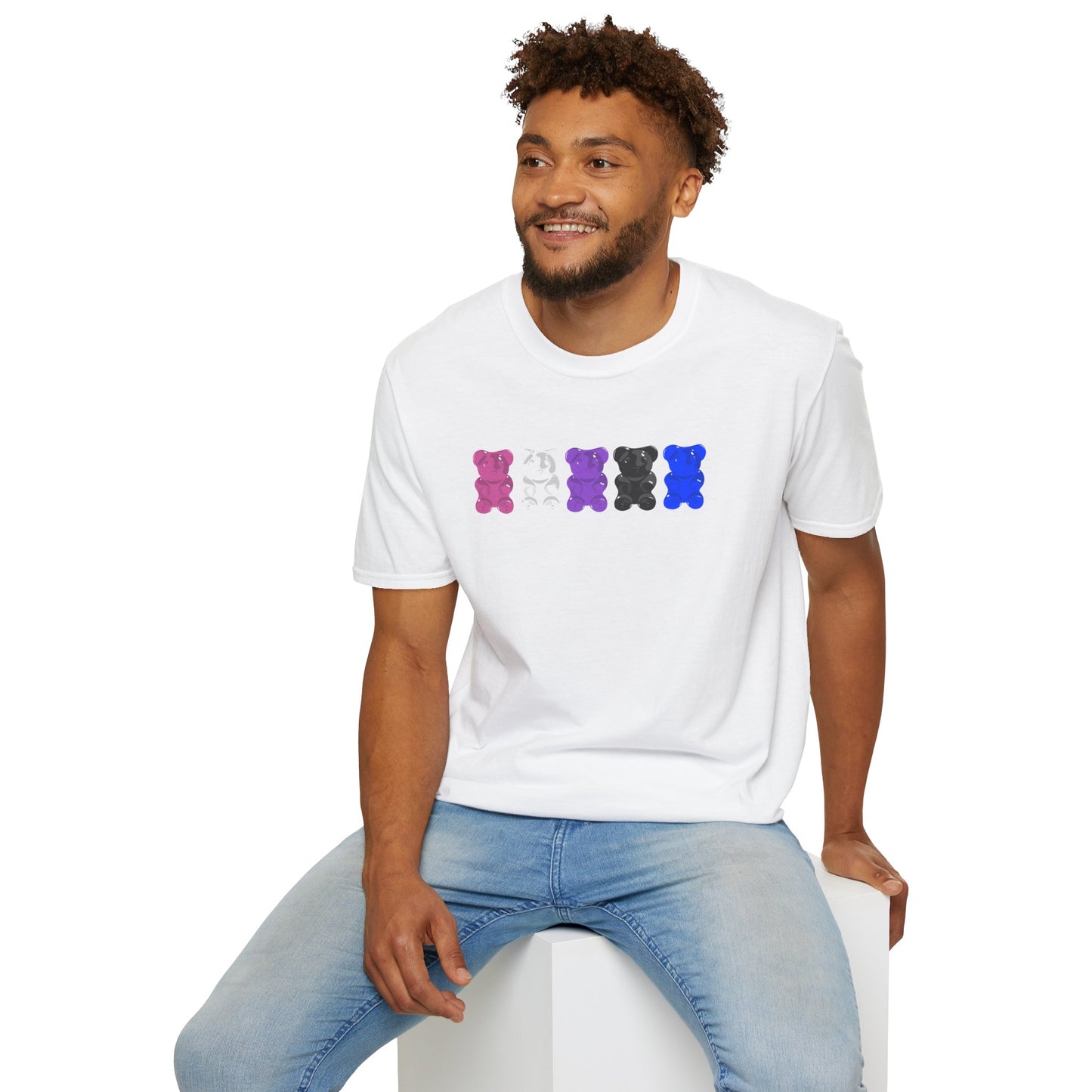 Genderfluid Pride Gummy Bears Unisex Softstyle T-Shirt