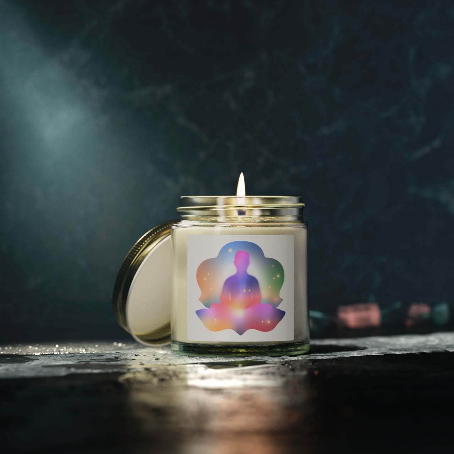 Glowing Lotus Meditation Scented Candles, Coconut Apricot Wax (4oz, 9oz)