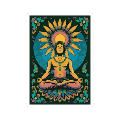 Psychedelic Sunflower Yoga Meditation Kiss-Cut Stickers