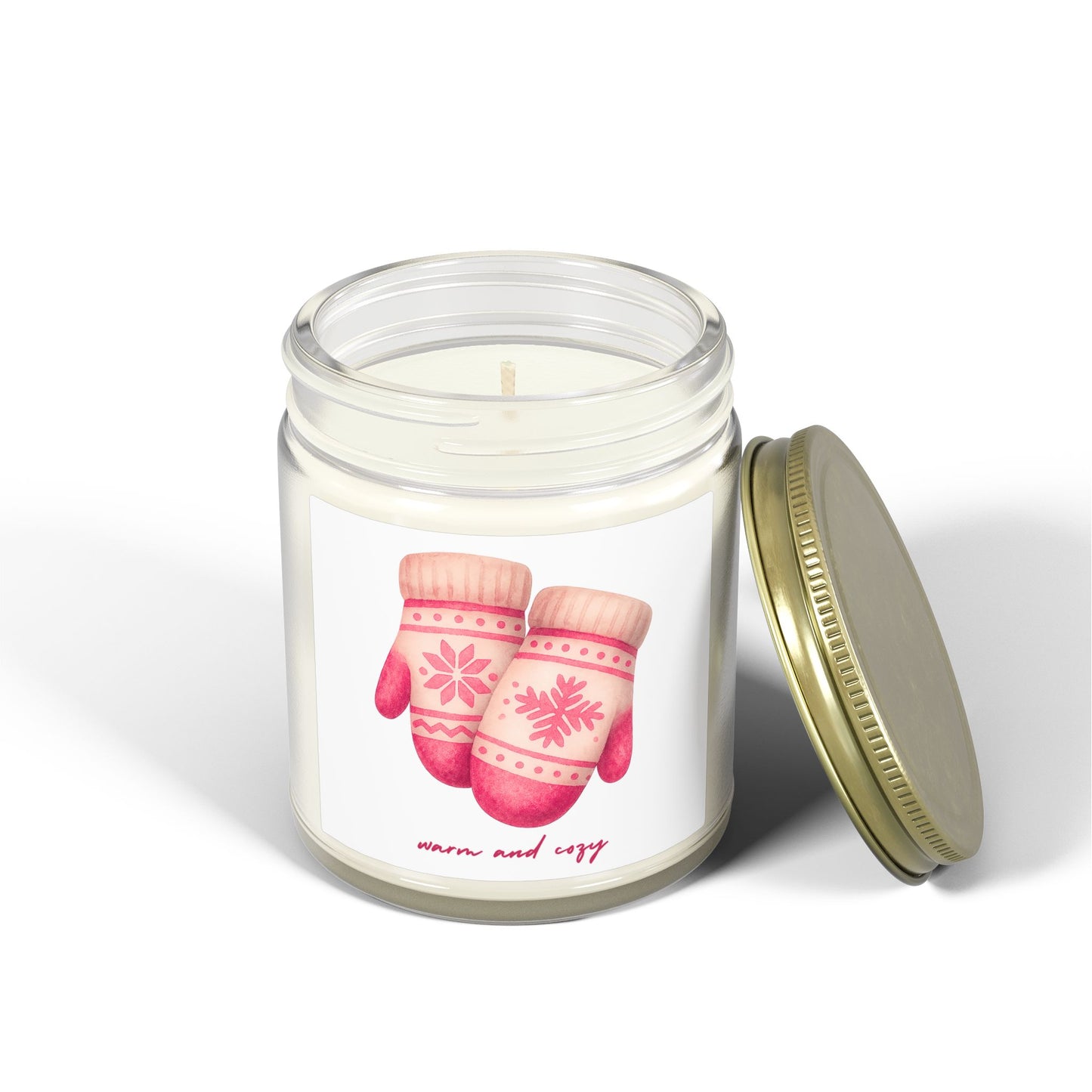 Warm and Cozy Mittens Scented Candles, Coconut Apricot Wax (4oz, 9oz)