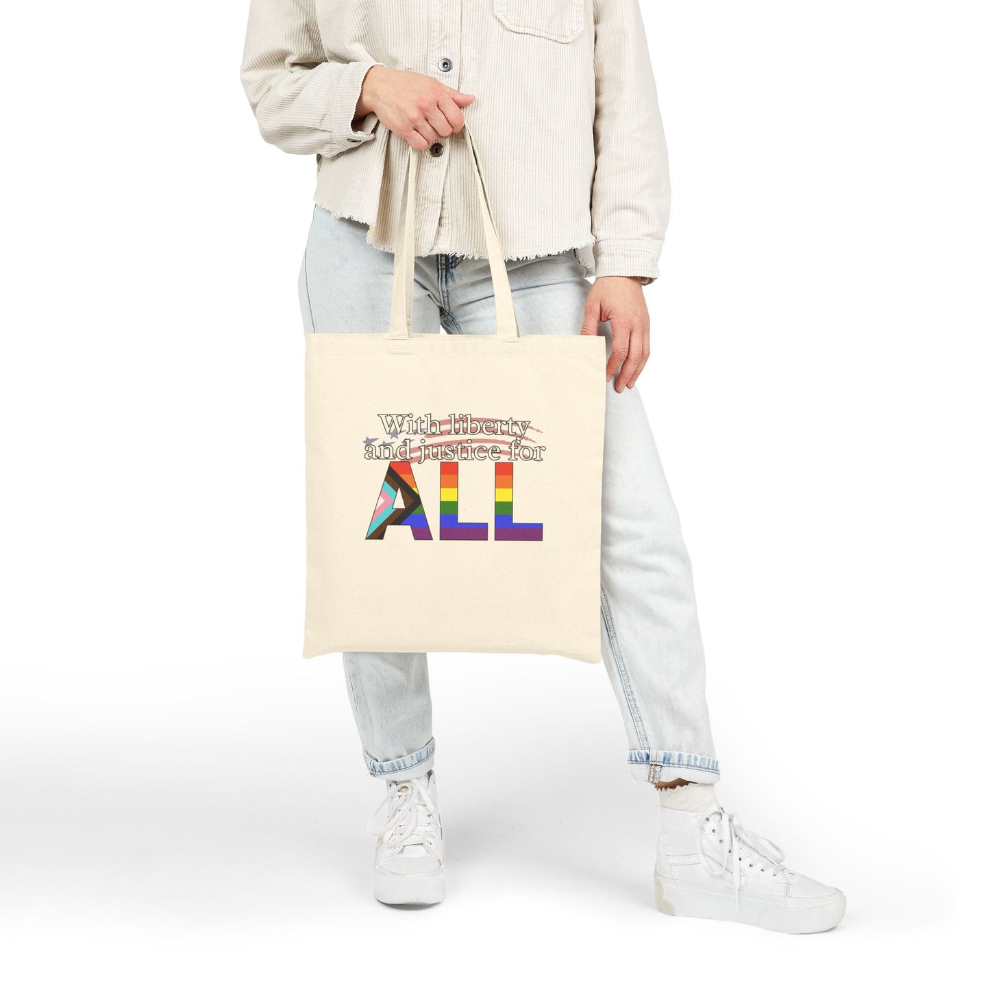 With Liberty And Justice for ALL Pride Canvas Tote