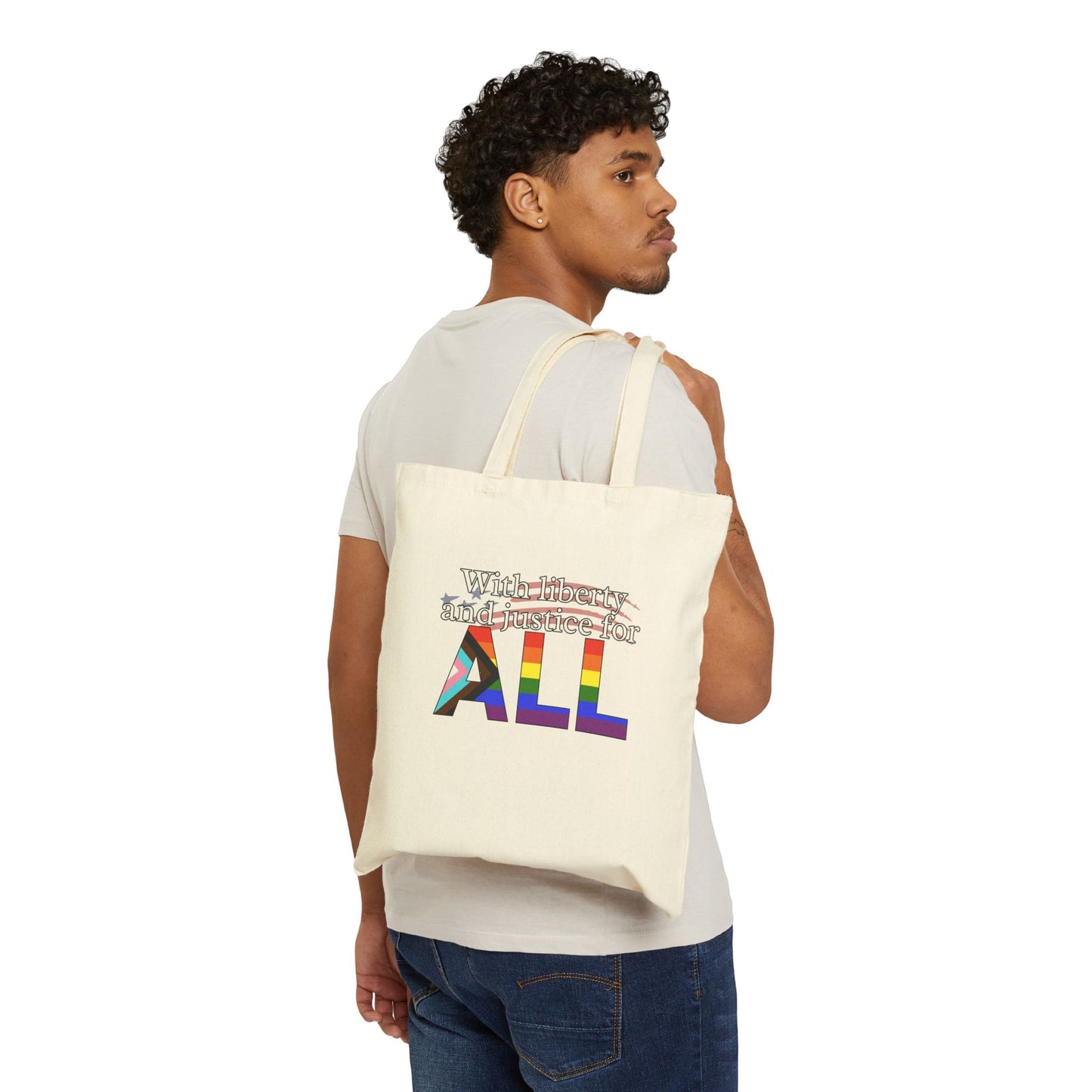 With Liberty And Justice for ALL Pride Canvas Tote
