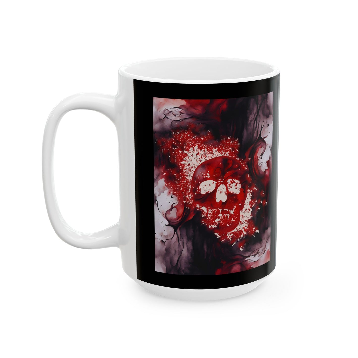 Watercolor and Skull Ceramic Mug, (11oz, 15oz)
