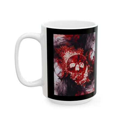 Watercolor and Skull Ceramic Mug, (11oz, 15oz)