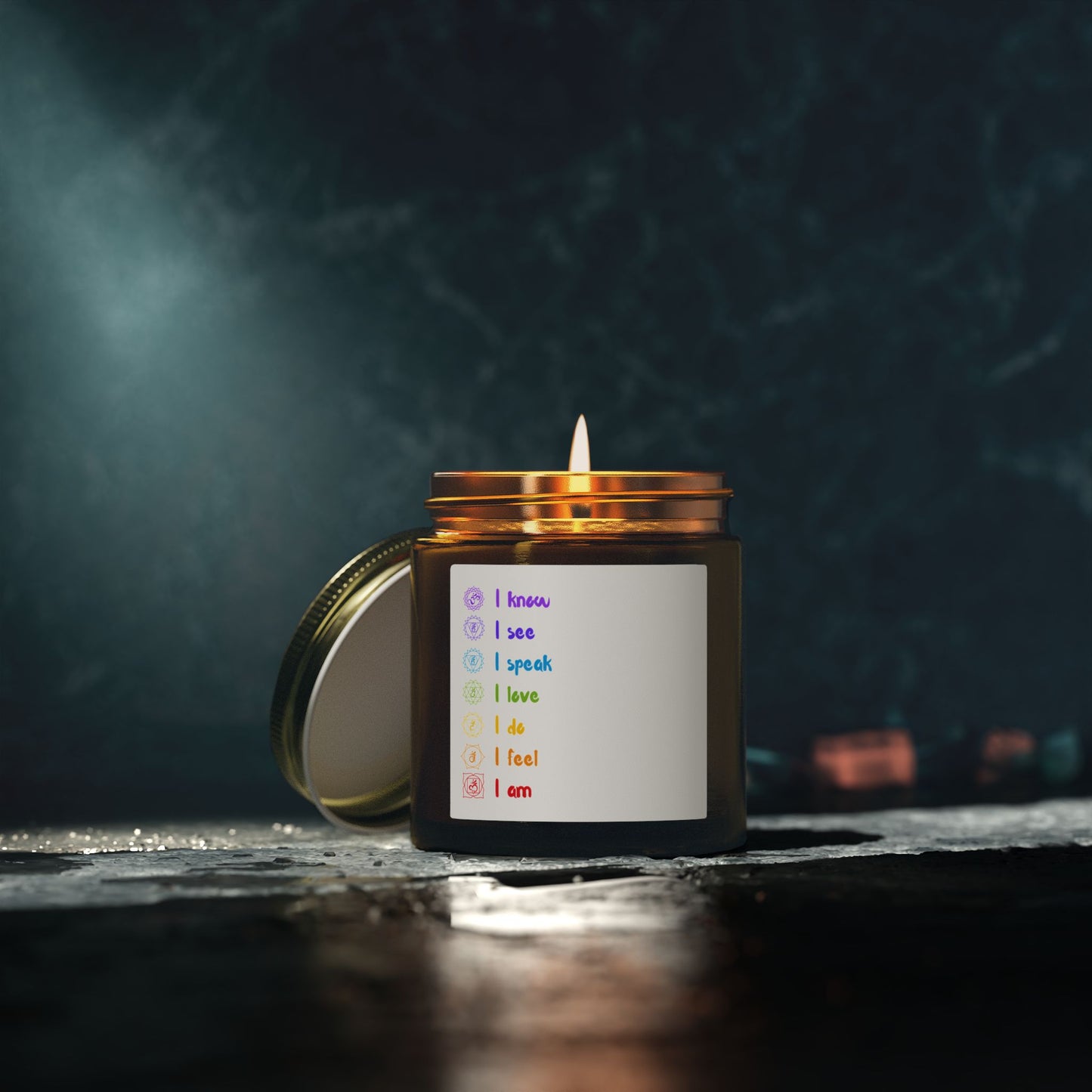 Yoga Chakras Scented Candles, Coconut Apricot Wax (4oz, 9oz)