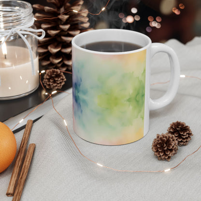 Watercolor Rainbow Ceramic Mug, (11oz, 15oz)