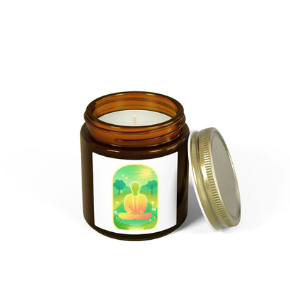 Green Yoga Meditation Scented Candles, Coconut Apricot Wax (4oz, 9oz)