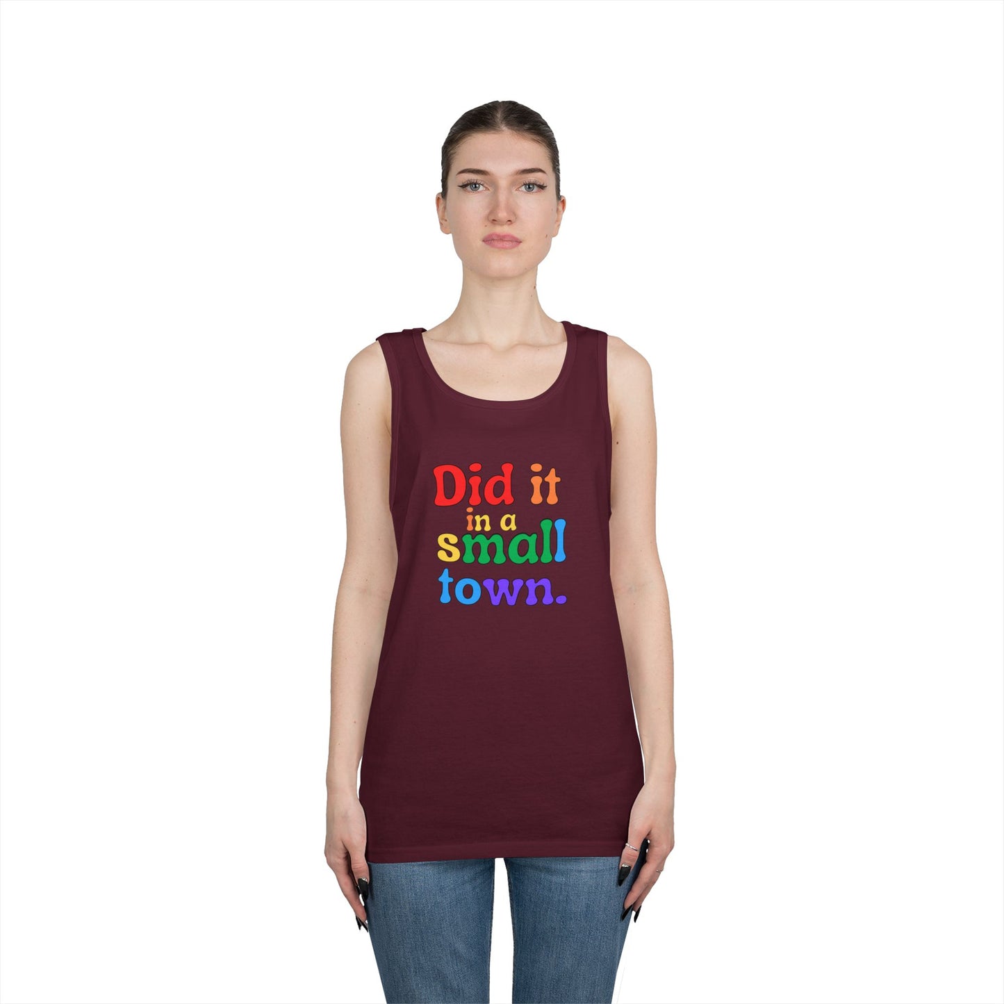 Rainbow Did It In A Small Town Unisex Heavy Cotton Tank Top