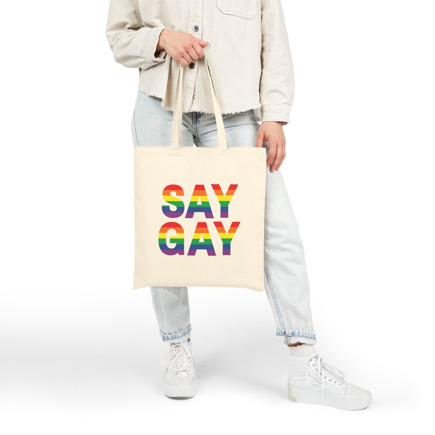 Say Gay Pride Canvas Tote