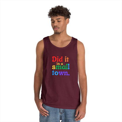 Rainbow Did It In A Small Town Unisex Heavy Cotton Tank Top