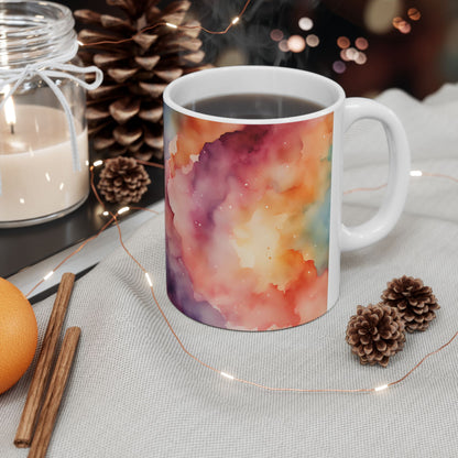 Rainbow Watercolor Ceramic Mug, (11oz, 15oz)