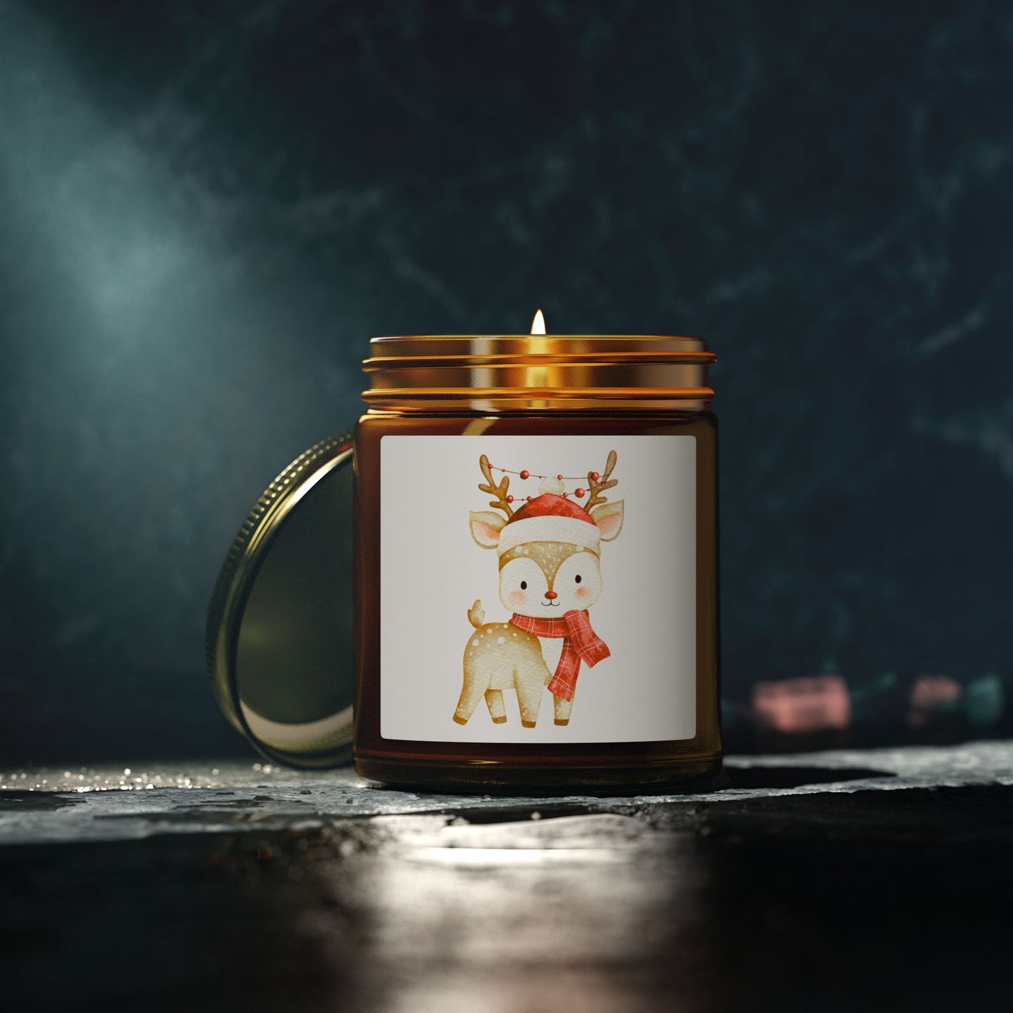 Reindeer Scented Candles, Coconut Apricot Wax (4oz, 9oz)