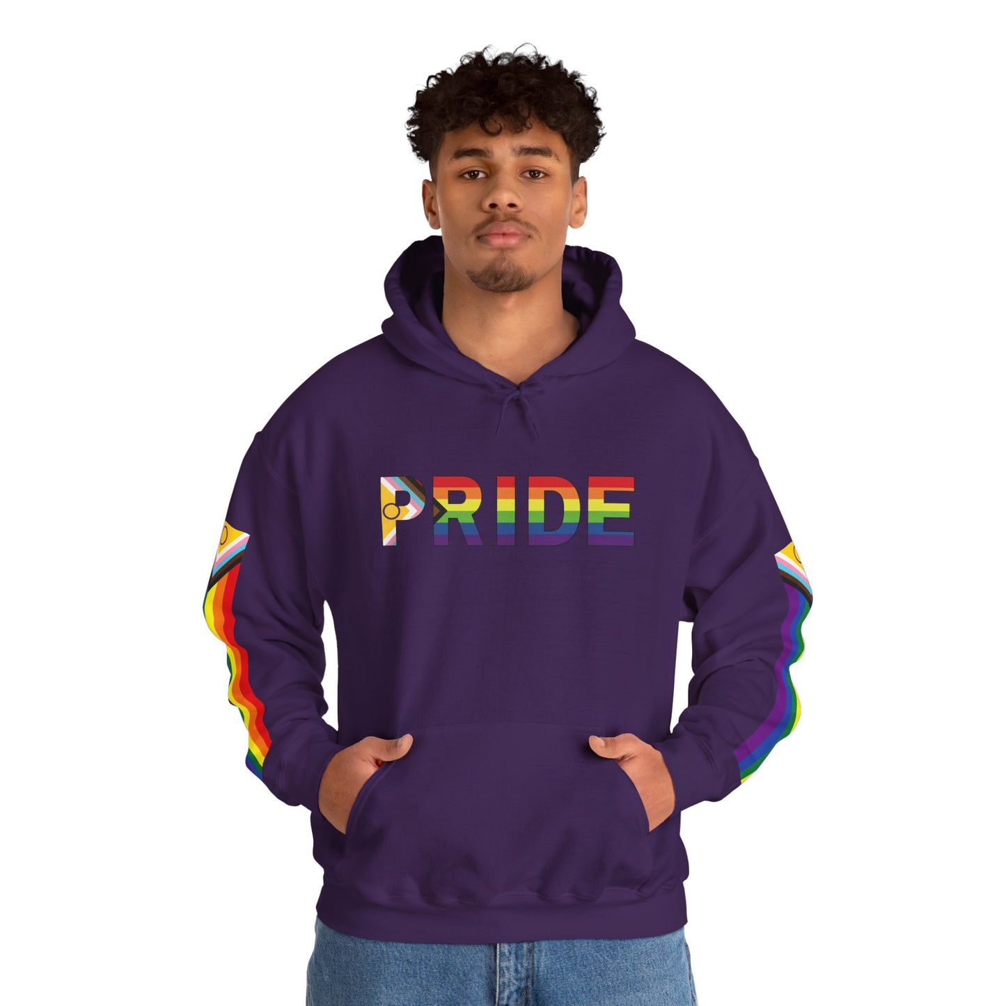 Inclusive Pride Flag Sleaves Unisex Heavy Blend™ Hooded Sweatshirt