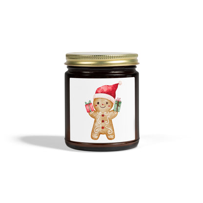 Gingerbread Boy Scented Candles, Coconut Apricot Wax (4oz, 9oz)