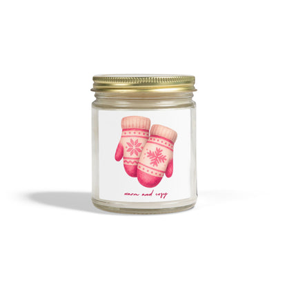 Warm and Cozy Mittens Scented Candles, Coconut Apricot Wax (4oz, 9oz)